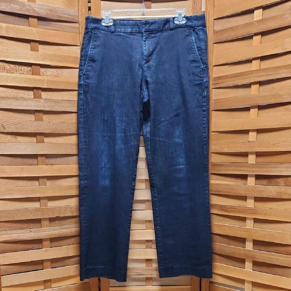 Banana Republic Logan Navy Blue Denim Jeans Women 12 Cotton Pants Relaxed